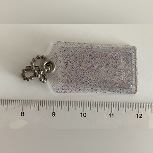 Coach red blue Glitter clear engraved Acrylic Hang tag XXL